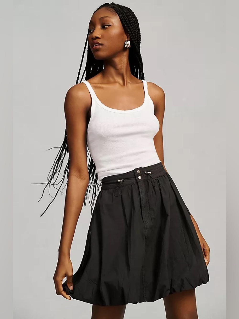 Pilcro Black Parachute Mini Skirt with Bubble Hem Size 8
